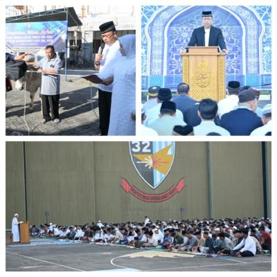 Lanud Abd Saleh Gelar Salat Idul Adha Juga Sembelih 12 Sapi dan 44 Ekor Kambing