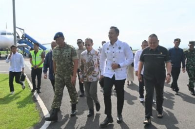 Kedatangan Menteri AHY Disambut Danlanud Abdurachman Saleh Malang