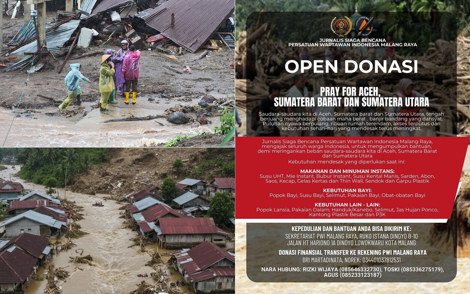 Peduli Sumatera, JSB PWI Malang Raya Buka Donasi