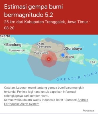 BMKG : Gempa di Pacitan, Jawa Timur Tak Berpontensi Tsunami