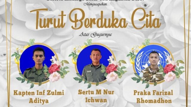 Perang Lebanon-Israel, Tiga Anggota TNI Penjaga Perdamaian PBB Gugur