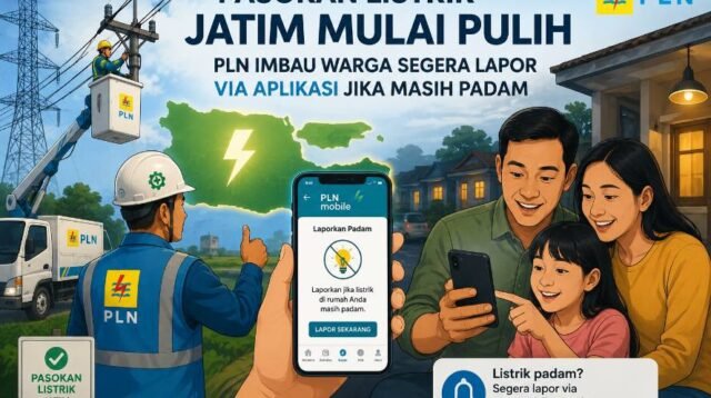 Pasokan Listrik Jatim Mulai Pulih, PLN Imbau Warga Segera Lapor via Aplikasi jika Masih Padam