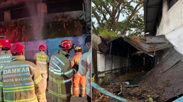Diduga Korsleting Listrik, Gudang Pabrik Bentoel dan Lapak Pasar di Sukun Terbakar