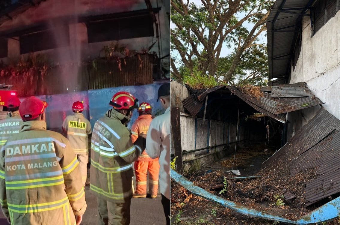 Diduga Korsleting Listrik, Gudang Pabrik Bentoel dan Lapak Pasar di Sukun Terbakar