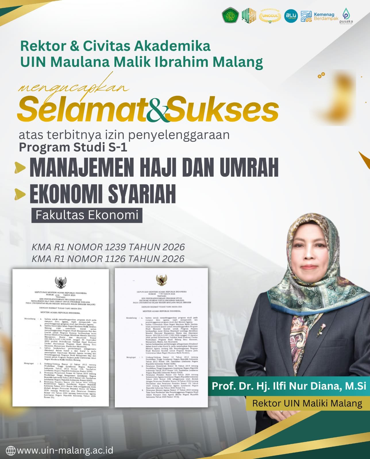Izin Resmi Turun, UIN Malang Siap Buka Prodi Ekonomi Syariah dan Manajemen Haji